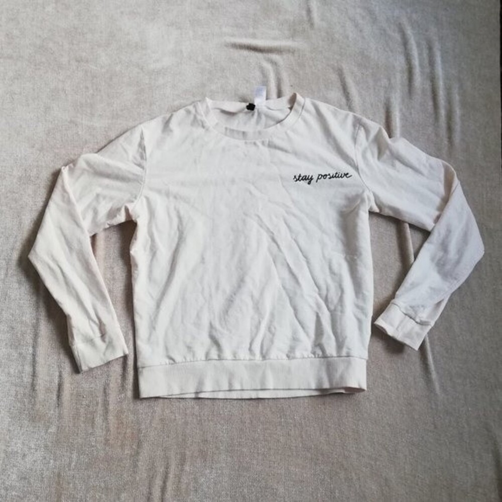 H&M Stay Positive Off White Sweatshirt Size Small
